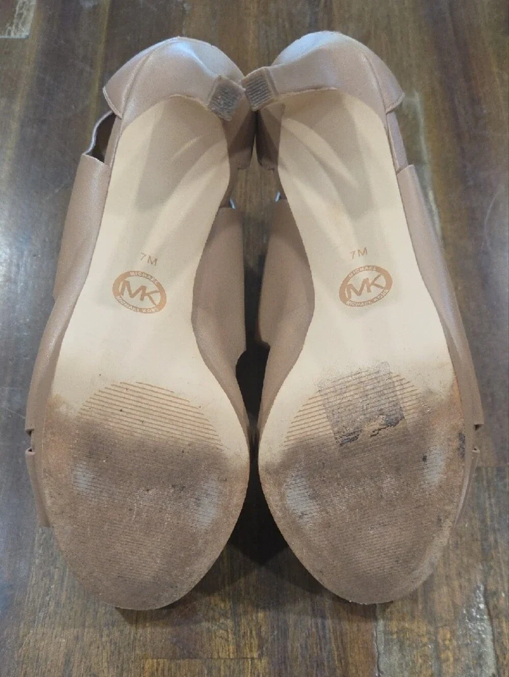 Michael Kors Nude Blush Leather Buckle Heels
